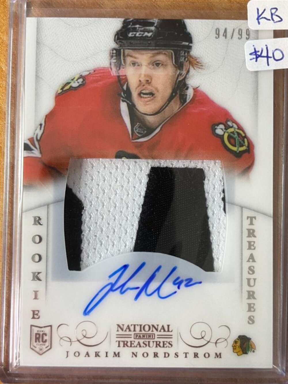 2013-14 Panini National Treasures #168 Joakim Nordstrom JSY AU RC #'d 94/99